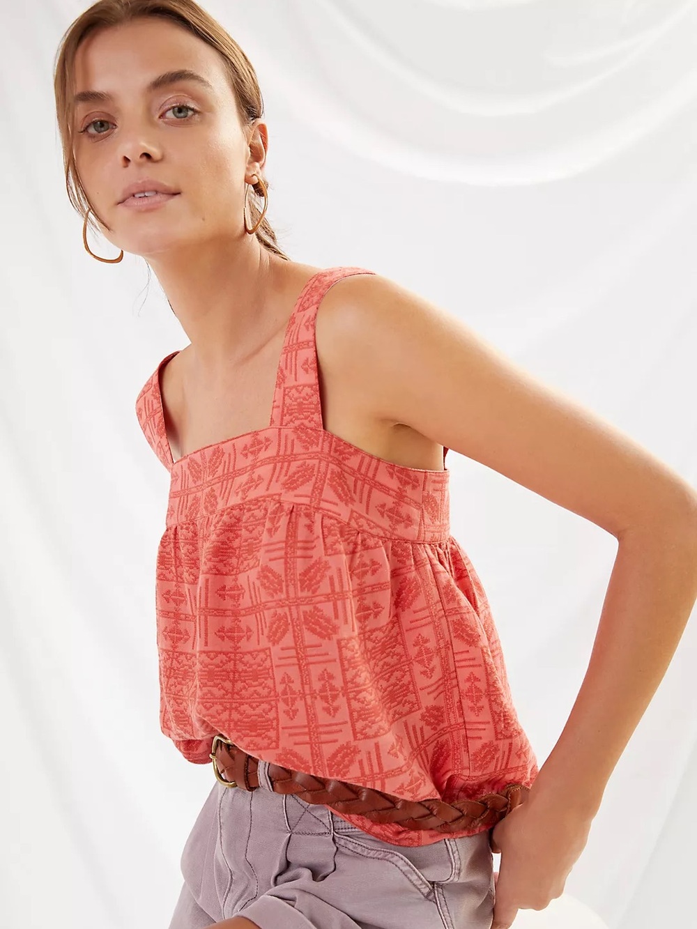 Sylvia Embroidered Button-Back Tank - Picture 1 of 5